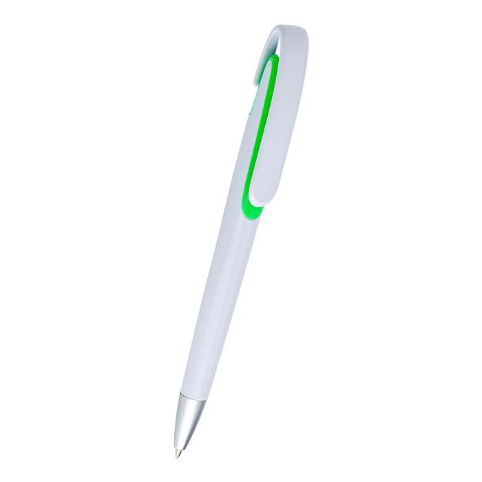 Rounded Clip Ballpoint Pen With White Barrel