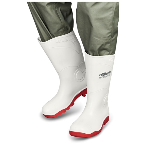 Hygiene Gumboot - White with Red soles