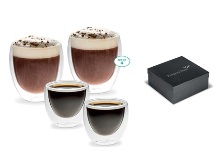 Coffea Coffee Set - borosilicate glass 2 x double wall coffee mu