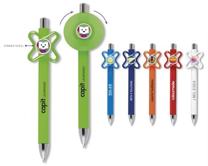 Pluto Spinner Ball Pen - Avail in: Blue, Cyan, Lime, Orange, Whi