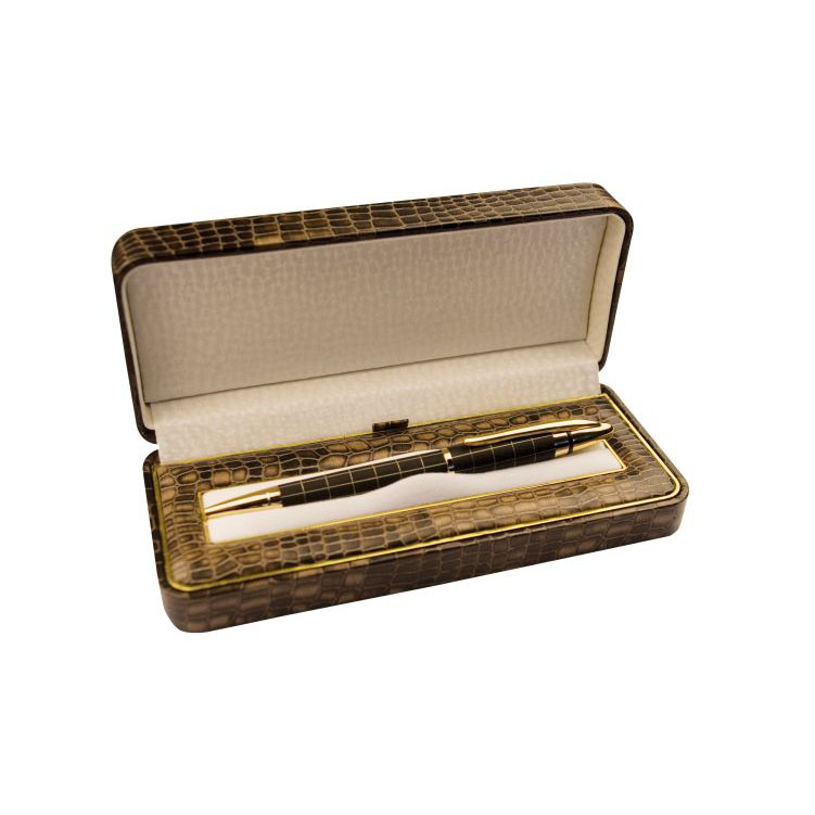 Elegant designer ball pen with a black and gold finish, supplied