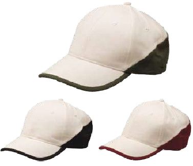 6-Panel Cotton Cap two tone. with Velcro Fastener - Natural / Bl
