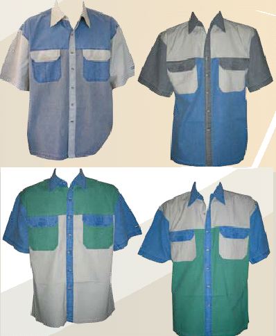 Colourblock Short Sleeve pigment dyed shirt - GRN/BL/STN