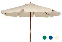 3m Round Wooden Umbrella.  Natural Canvas