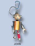 Wooden & Metal Robot Keyring 'John'