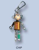 Wooden & Metal Robot Keyring 'Chip'