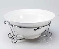 White Round Salad Bowl With Stand 12 * 28cm