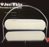 White Rectangular Platter - 2 Tier on Chrome Stand - 35cm