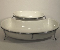 White 2pc Platter C-Shaped With Stand - 43cm