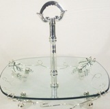 Silver Plated Glass Server Tray - 29.5cm