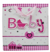 Set 6 Gift Bags - Baby Pram Pink - Large