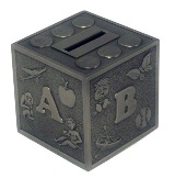 ABC Cube Metal Money Box - 7.5cm