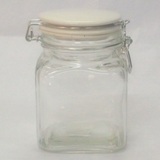 Hermetic Square Glass Storage Jar & Lid 800ml - 15cm (Height)