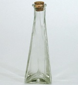 Triangular Glass Bottle with Cork - 18cm (Height)