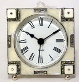 Sqaure White Enamel Desk Clock - 7 * 7cm