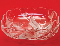 Satin Rose Glass Fruit Bowl Square - 26.5cm