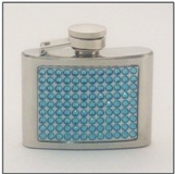 Hip Flask 6 oz with Blue Crystals