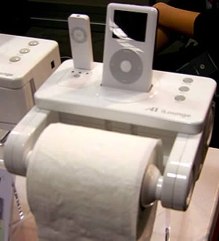 iLounge: toilet paper dispenser + iPod dock
