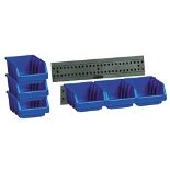 Big Jim Set of 6 Bin 2 (Blue), plus 2 Wall Rail plus Screws - Bl Big Jim Set of 6 Bin 2 (Blue), plus 2 Wall Rail plus Screws - Bl