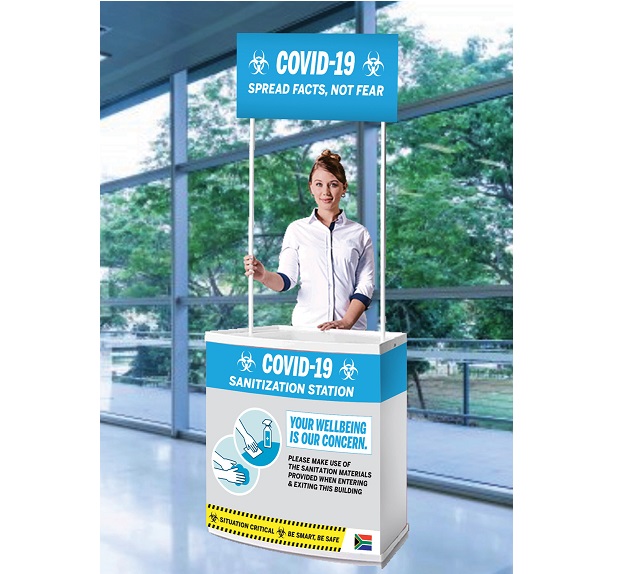 Covid-19 Branded Kiosk 65.5 x 21.1 x 25cm (Min 2 units)