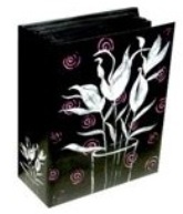 Photo Album 200 Photos with Bragbook - black with Pink Flowers