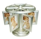 Silver Plated Carousel Photo Frame - 6 Double sided Windows