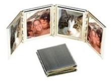 4 Part folding Metal Photo Frame with Velvet Pouch