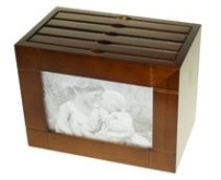 Dark Brown Rectangular Wooden Photo Box - 4 Bar