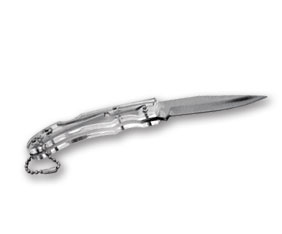 Ss pocket knife w/perspex handle ball chain