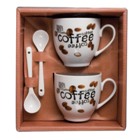 Porcelain coffee cup set with spoons in a gift box