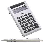 Pen And Desk Calculator Set - 8 digit pocket calculator - Silve