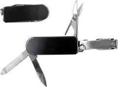 S/S And Black 4-In-1 Pocket Knife With Nail Clipper  Boxed (
