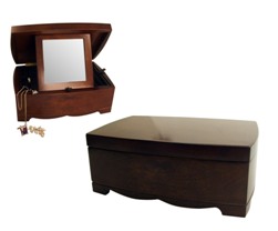 Mahogany Wood Jewellery Box W/Mirror