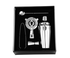 Stainless Steel 5 Pc Cocktail Set W/550Ml Cocktail Shaker