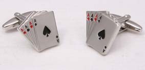 Deluxe cuff link set in gift box- \"aces\" design