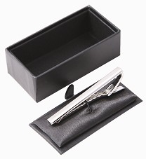 Metal tie pin silver in gift box
