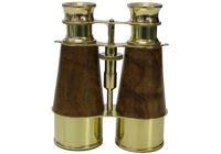 Mens Gifts - Binoculars Shiny Brass and Natural Wood 12x5.5x14cm
