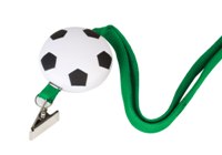Soccer Stress Ball With Green Lanyard - Avail in: Gun Metal / Wh