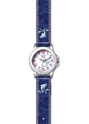 Clever Kids Girls Denim Dolphin Embroid Wrist Watch
