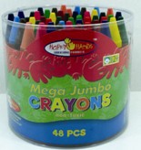 48 Mega Jumbo Wax Crayons - Min Order: 6 units