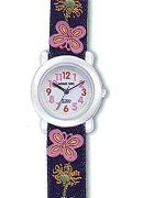 Jacques Farel Girls Demin Strap & Butterfly Wrist Watch