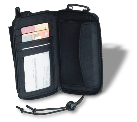 Wallet with hang cord and mobile phone pocket