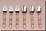 Criss cross Set of 6 Pastry Forks - African Theme