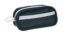 Cosmetic bag in non-woven with white trimmings. It includes a ma