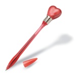 Heart shape light top ball pen - blue ink refill -Available in: