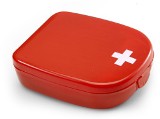 Handy size first aid kit in a plastic case, consisting of two al