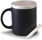 Ceramic mug (300ml) with a black panel for drawing, includes one