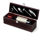 Five piece wine set in a wooden gift box (excludes wine) include