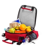 Cooler bag with side compartment for drinking bottle (not includ
