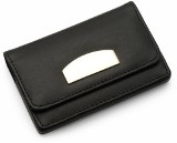 Bonded leather business card holder with a velour interior and m